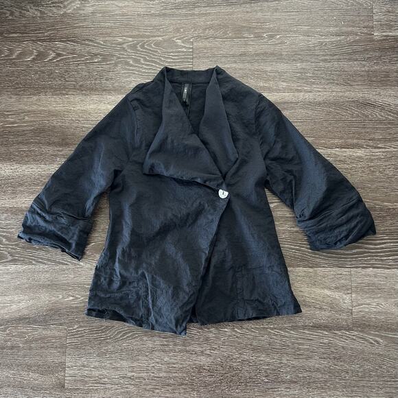 EUC Porto San Francisco Charcoal Black Asymmetric Jacket Size 2 / Medium Italian - Picture 2 of 14